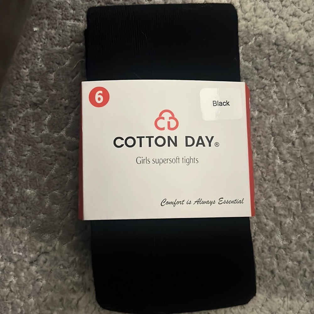 Cotton day brand, girls soft tights, size six